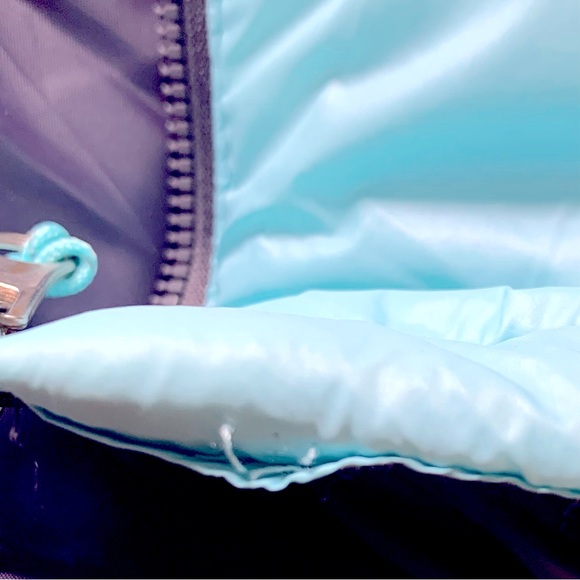 Free Country Lightweight Puffer Jacket Aqua Blue Green Fleece Lined Medium Tall - Picture 5 of 5